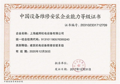 機械設備維修證書